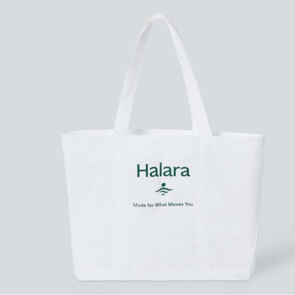 HALARA Handbags - NWT Halara White Letter Print Casual Canvas Tote Bag